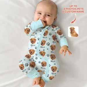 Custom Dog Photo With Paw Bamboo Convertible Zippy