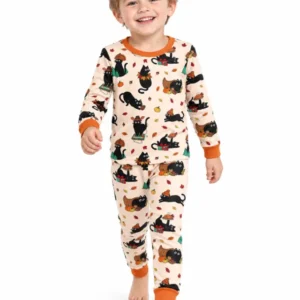 Cozy Cat On Thanksgiving Bamboo Two Piece Long Sleeve Pajama Set