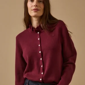 Damencardigan mit Volants aus Bio-Baumwolle und Cashmere