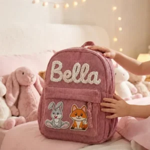 Custom Name & Animal Corduroy Backpack