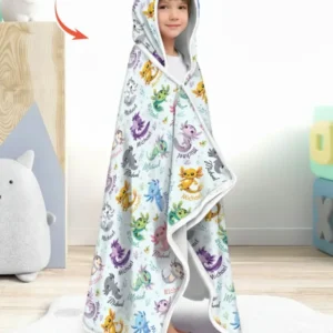 I Love You Axolotl Custom Name Bamboo Wearable Hooded Blanket