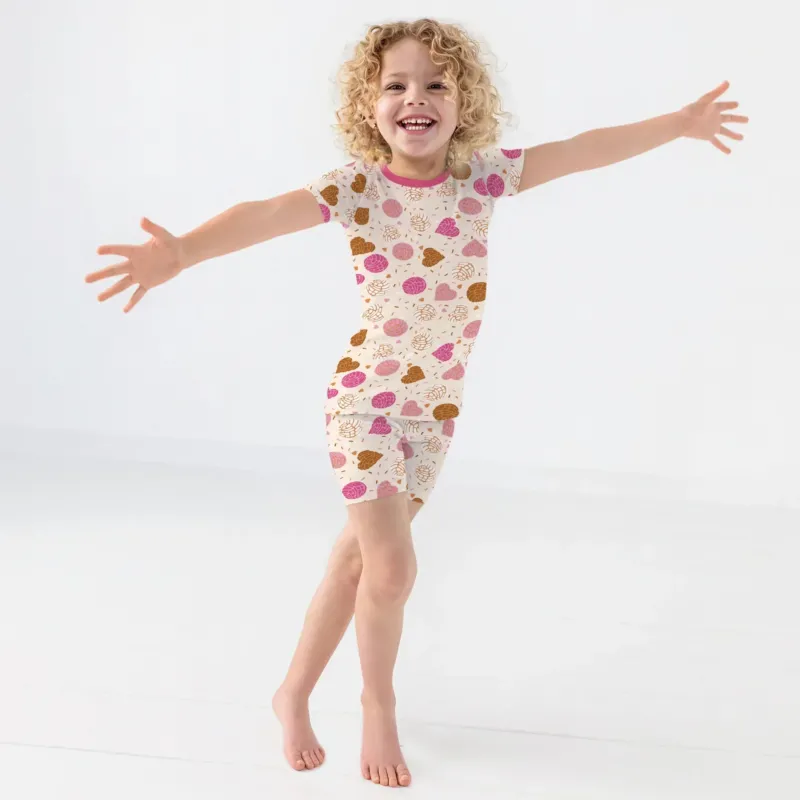 Sweet Concha Bamboo Two Piece Short Sleeve Shorts Pajama Set