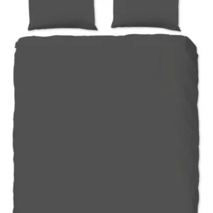 Hüft -Satin -Bettdecke - Anthrazit - Dubbele instopflap
