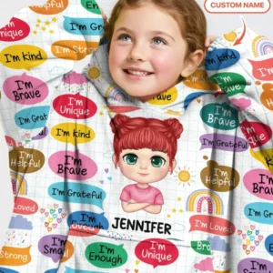 Personalized I'm Kind I'm Brave Bamboo Blanket Hoodie