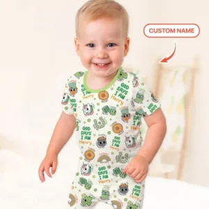 Personalized God Says I Am St. Patrick's Day Family Matching Bamboo Two Piece Short Sleeve Shorts Pajama Set