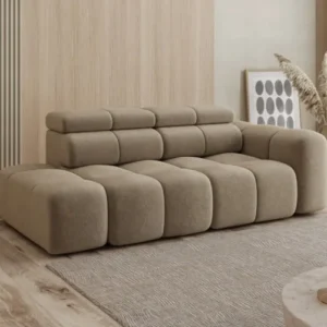 Designer Sofa 3-Sitzer mit Chaise Longue Mia in Chenille