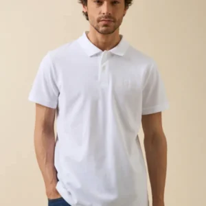 Einfarbiges Herren-Poloshirt aus Pikee aus Bio-Baumwolle