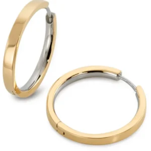 Goldplattierte Creolen aus Metall, glatte Ringform mit Innenrand.