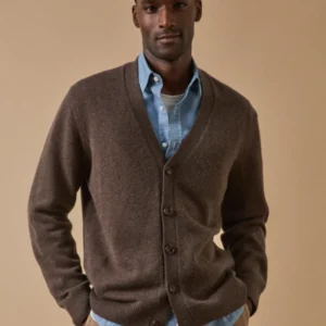Herren-Cardigan mit V-Ausschnitt aus Bio-Baumwolle und Cashmere