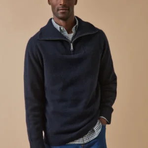 Herrenpullover mit Reißverschluss aus Merinowolle