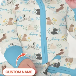 Custom Name Flower Dogs Bamboo Convertible Zippy