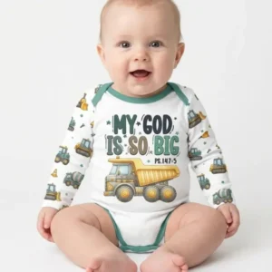 Construction Vehicles My God Is So Big Bamboo Bodysuit