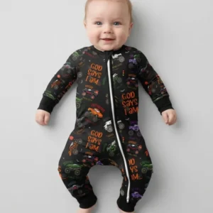 God Says I Am BOY Halloween Monster Truck Bamboo Convertible Zippy