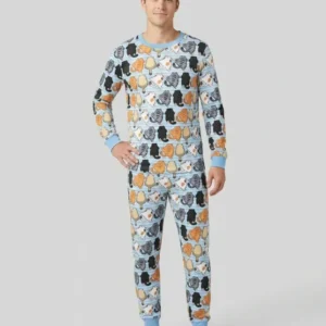 Funny Cat Butts Club Family Matching Bamboo Men's Pajama Set