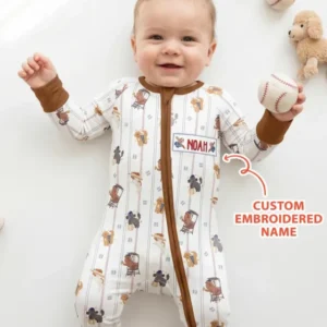 Custom Embroidered Name Baseball Bamboo Convertible Zippy