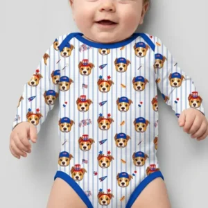 Custom Pet Image 4th of July Family Matching Bamboo Bodysuit
