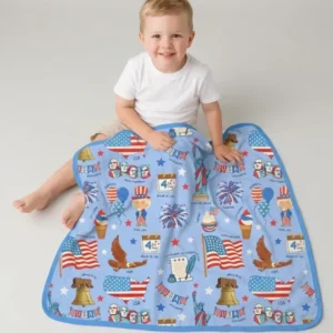Hand Drawn Patriotic Iconic Bamboo Blanket
