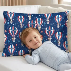 Patriotic Pups in Hot Air Balloons Family Matching Bamboo Pillow Case