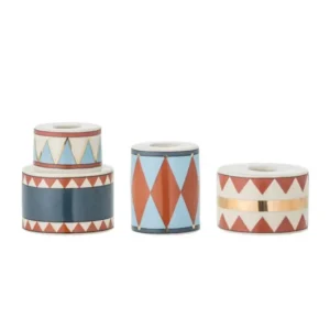 Kerzenhalter-Set Druma – Steingut, bunt (3er-Set)