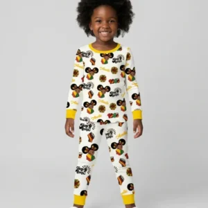 Custom Name Bloom in Freedom Bamboo Two Piece Long Sleeve Pajama Set