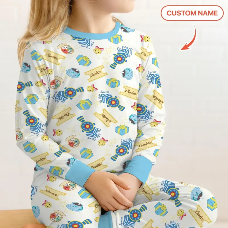 Express Train Christmas Bamboo Two Piece Long Sleeve Pajama Set