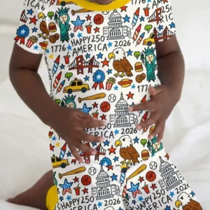 Doodle America 250th Anniversary Family Two Piece Short Sleeve Pajama Set