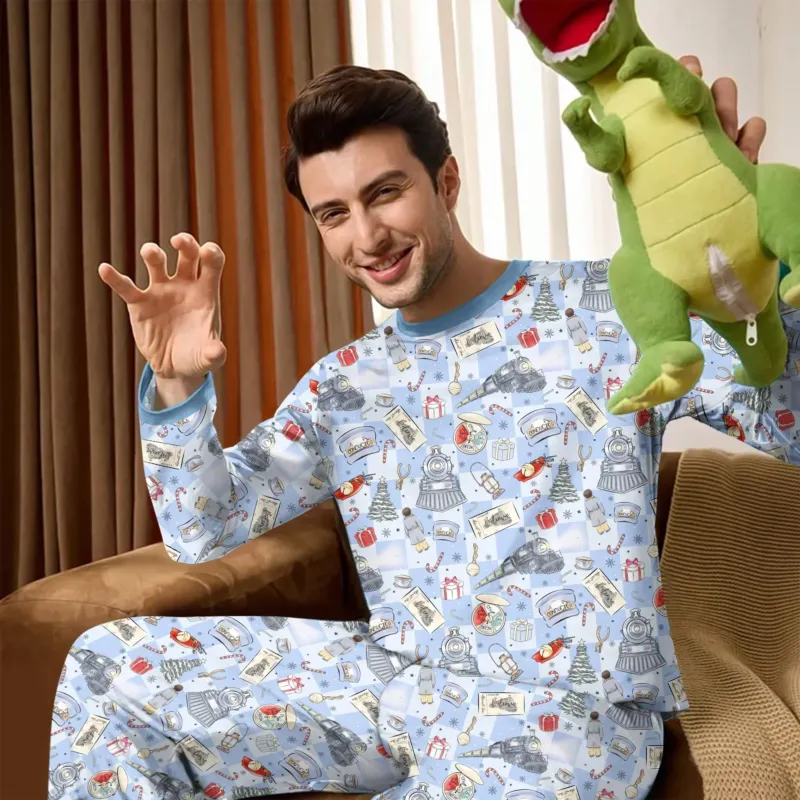 Christmas Train Bamboo Men's Pajama Set