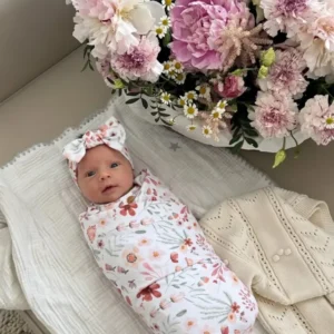 Terracotta Meadow Blooms Bamboo Swaddle Blanket