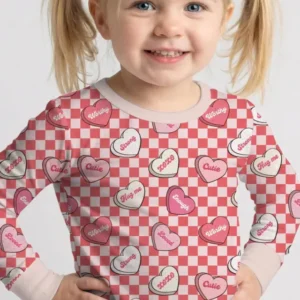 Valentine in Hearts Bamboo Two Piece Long Sleeve Pajama Set