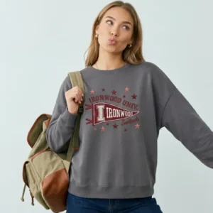 Custom College Pennant Embroidered Bamboo Women Crewneck Sweatshirt
