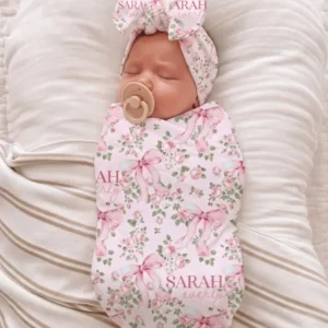 Sweet Rose Bouquet & Ribbon Bliss Bamboo Swaddle Blanket