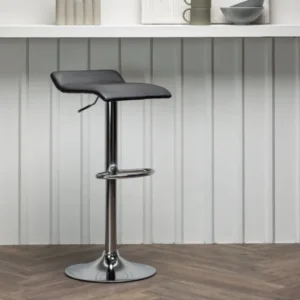 2er Set - Barhocker Johanna verchromt mit schwarzem Sitz
