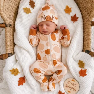 Autumn Harvest Bamboo Zipper Footie