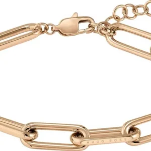 Boss Jewelry Armband aus Edelstahl in Rosé mit grobgliedrigen Ketten-Gliedern und Anhänger