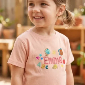 Custom Name Bright Mind Embroidered Bamboo Crewneck T-Shirt