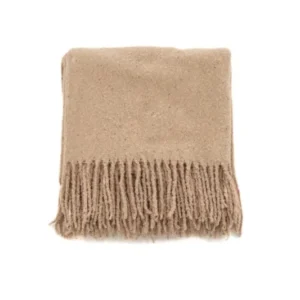 Tagesdecke Malin Beige – 170×130 cm mit Fransen & Melierung