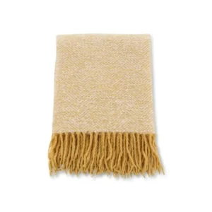 Tagesdecke Velora Gelb – 170×130 cm mit Fransen & Strukturwebung