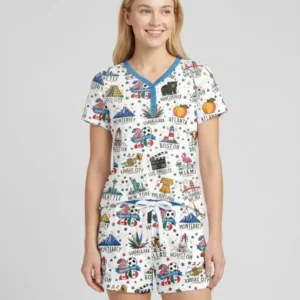2026 Soccer Cup Host Citties Bamboo Women Short Sleeve Short Pajama Set