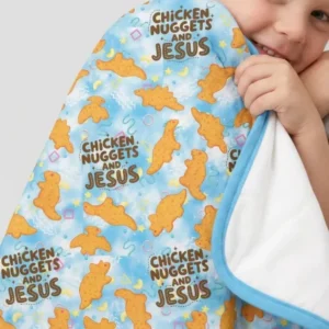 Chicken Nuggets and Jesus Family Matching Bamboo Blanket