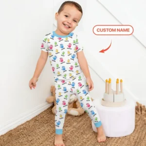 First Mother Day - Handprints Bamboo Two Piece Short Sleeve Pajama Set