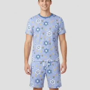 Starry Bloom Blessings Family Matching Bamboo Men Short Sleeve Short Pajama Set