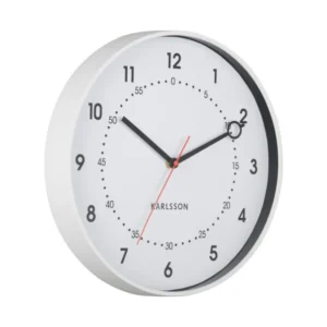 Karlsson Fresco Wanduhr, rund, weißes Zifferblatt mit schwarzen Zeigern