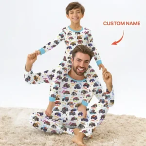 Monster Truck Custom Name Bamboo Men's Pajama Set