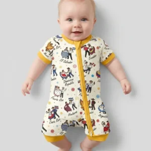 Hispanic Traditional Folkloric Dress Bamboo Shorty Zippy