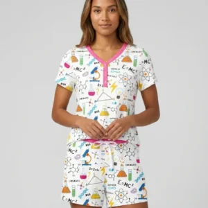 Science Explorer Family Matching Bamboo Women Short Sleeve Short Pajama Set