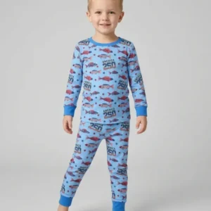 Stars and Stripes Fish Bamboo Two Piece Long Sleeve Pajama Set