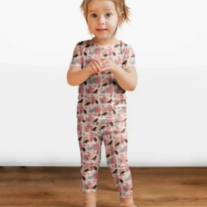 Pastel Pumpkin Patch Bamboo Two Piece Short Sleeve Pajama Set