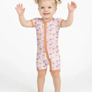 Pastel Pumpkins and Ghosts Bamboo Shorty Zippy