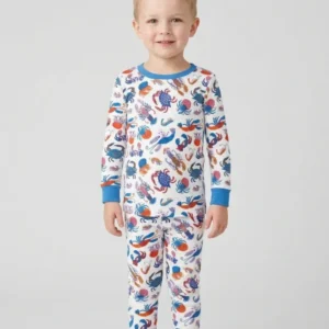 Crustacean Nation Family Matching Bamboo Two Piece Long Sleeve Pajama Set