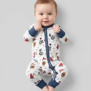 Happy Football Doodles Bamboo Convertible Zippy